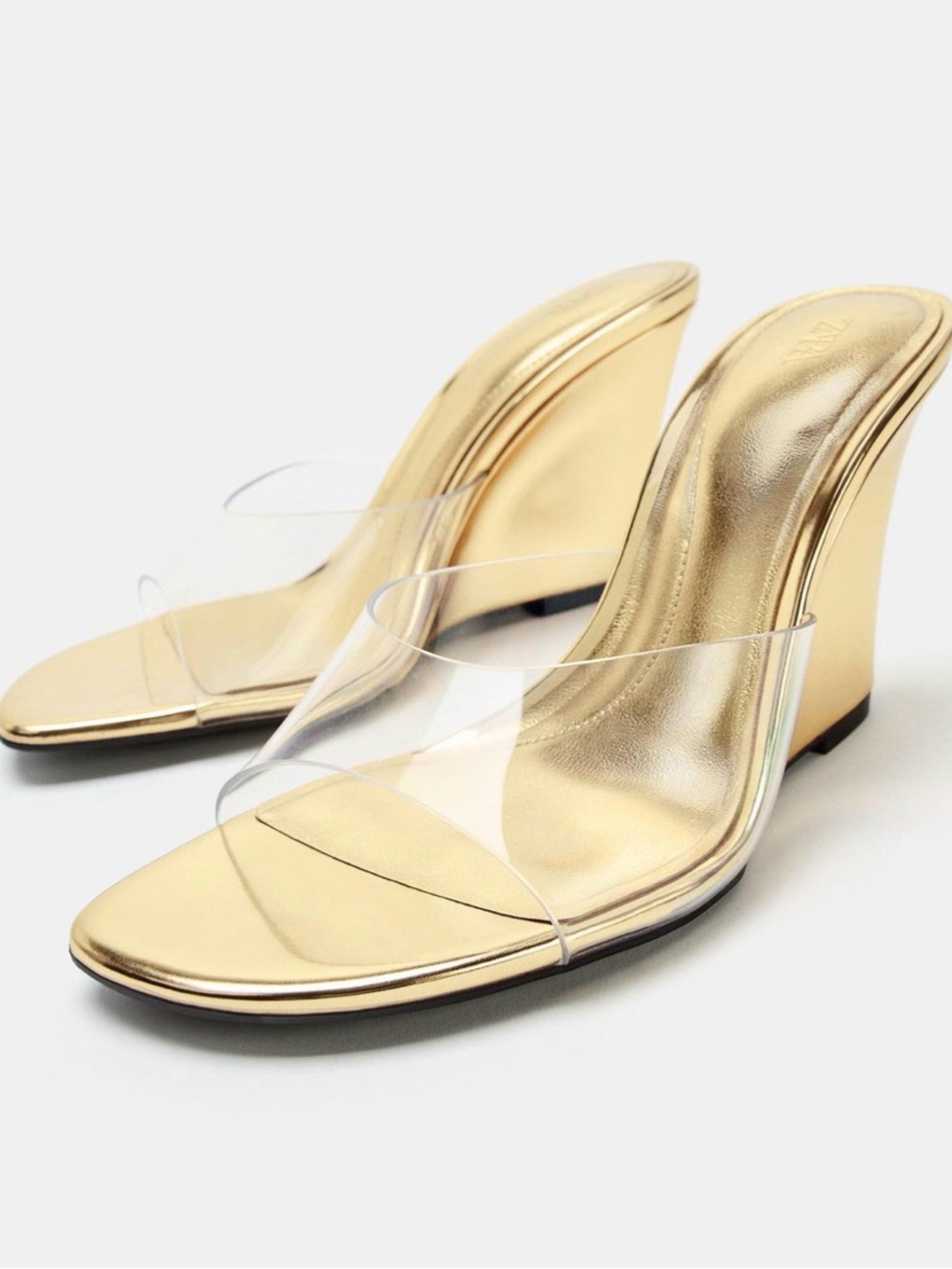 Zara Metallic Gold Slide Mules